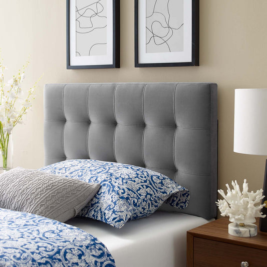 Azara Velvet Twin Headboard, Gray