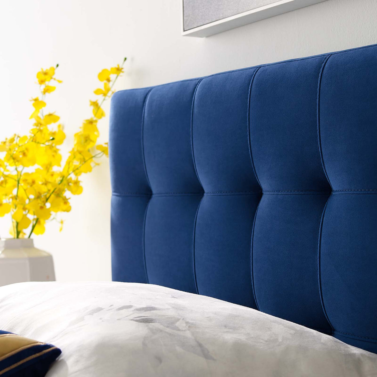 Azara Velvet Twin Headboard, Navy
