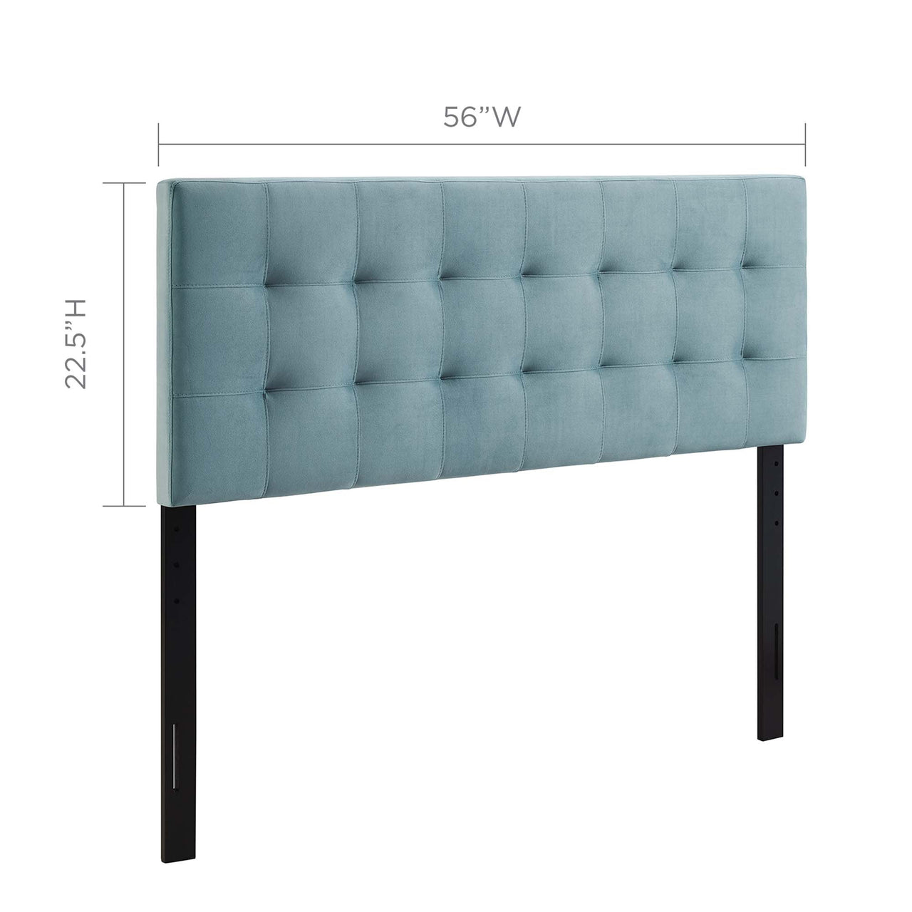 Azara Velvet Full Headboard, Light Blue