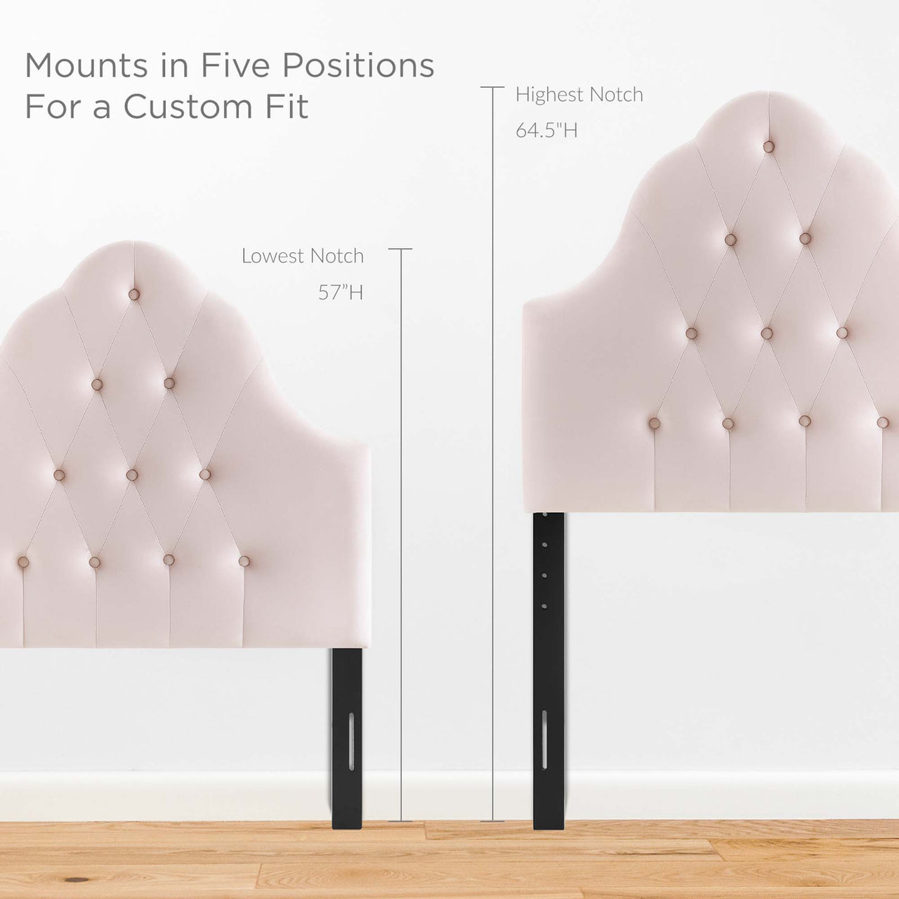 Transcendence Upholstered Velvet Twin Headboard, Pink