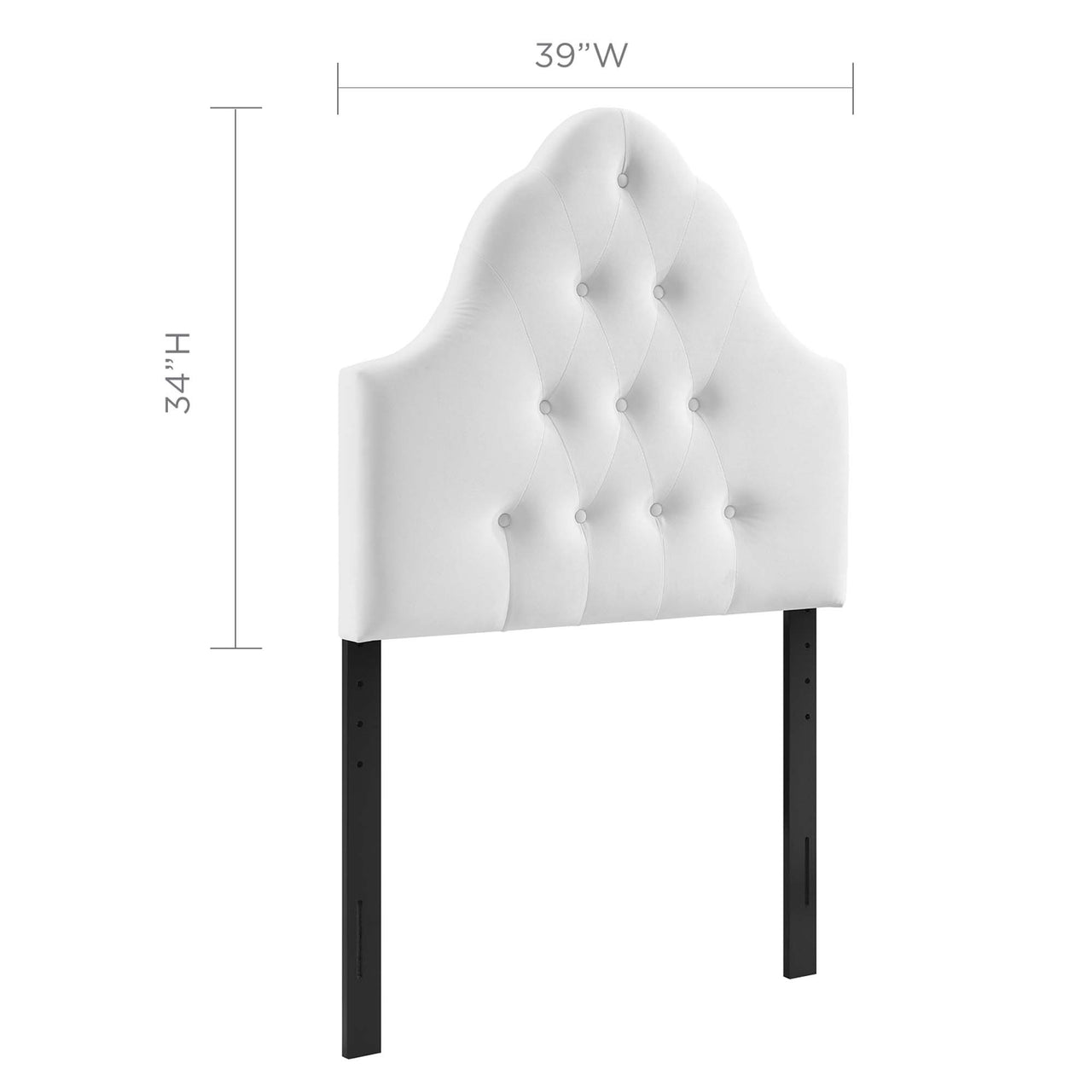 Transcendence Upholstered Velvet Twin Headboard, White