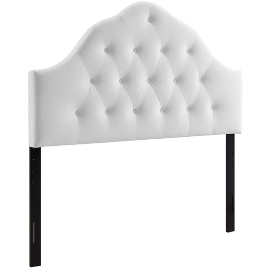Transcendence Upholstered Velvet Queen Headboard, White