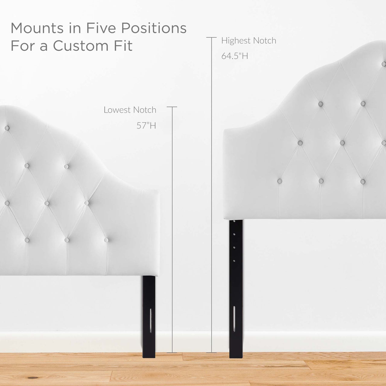 Transcendence Upholstered Velvet Queen Headboard, White