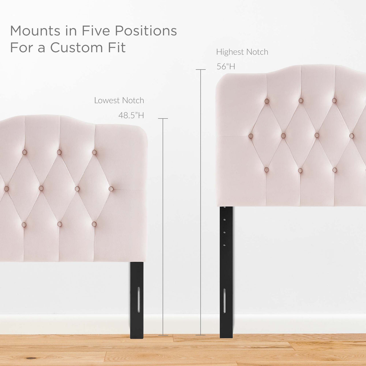 Serelle Velvet Twin Headboard, Pink