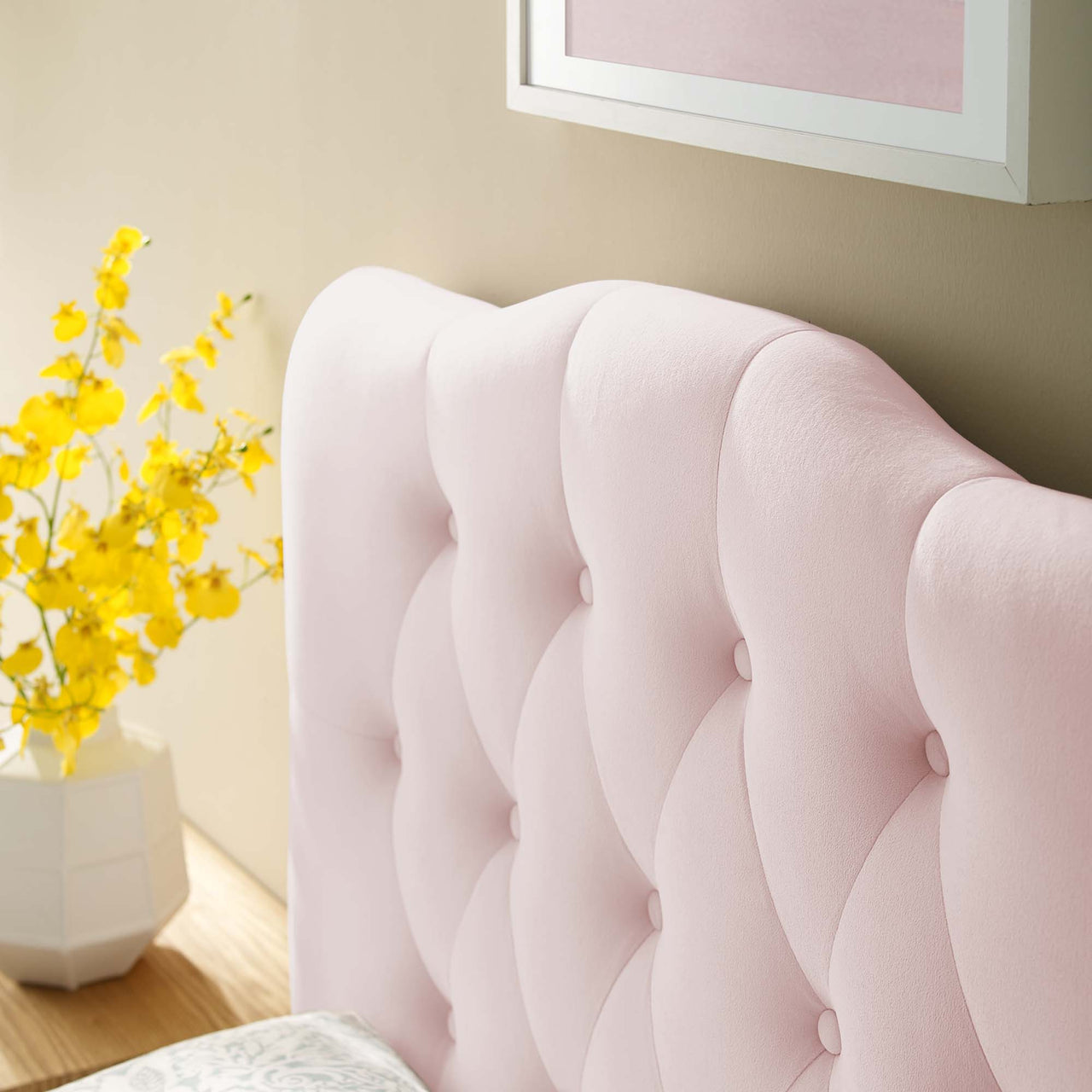 Serelle Velvet Twin Headboard, Pink