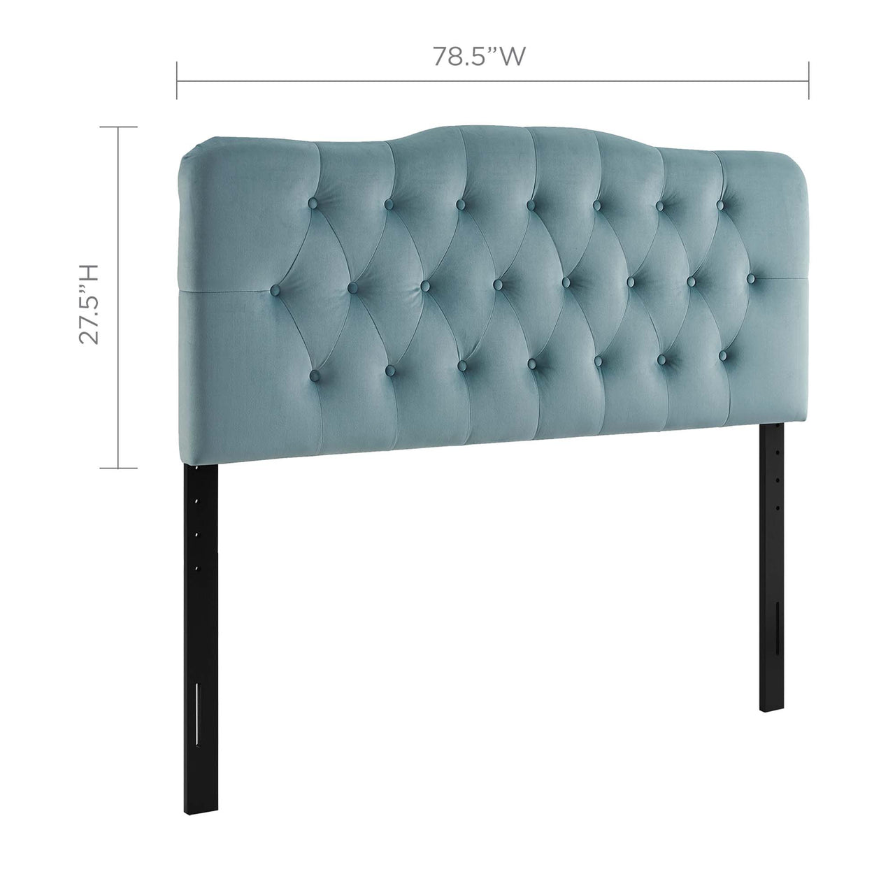 Serelle Velvet King Headboard, Light Blue