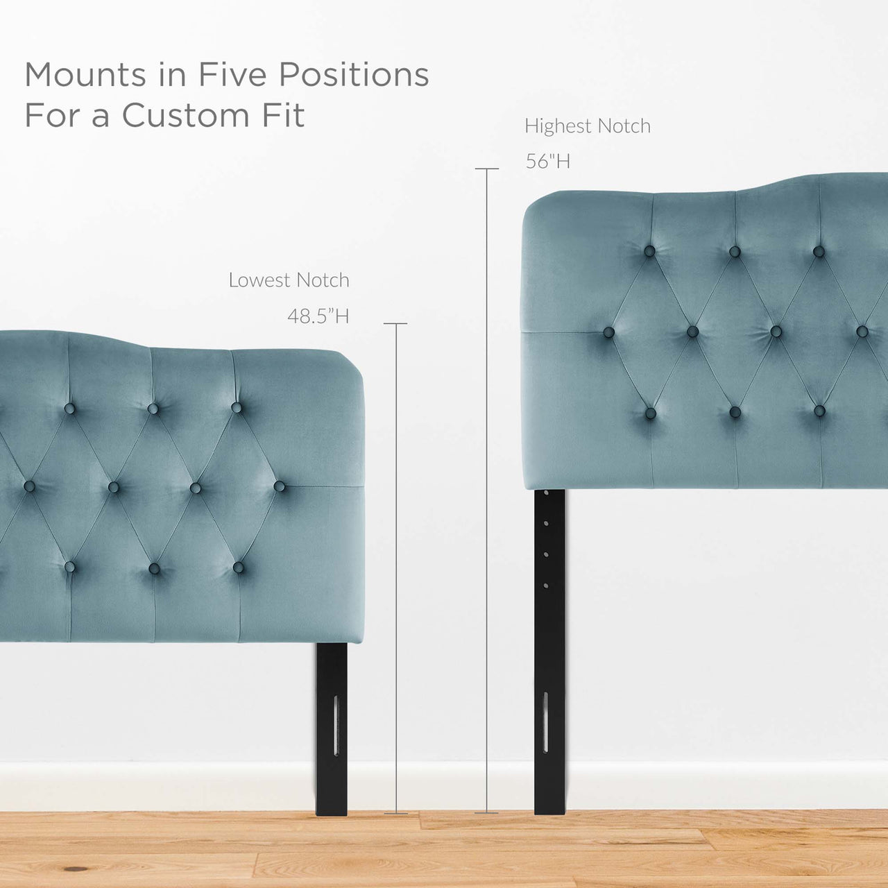 Serelle Velvet King Headboard, Light Blue