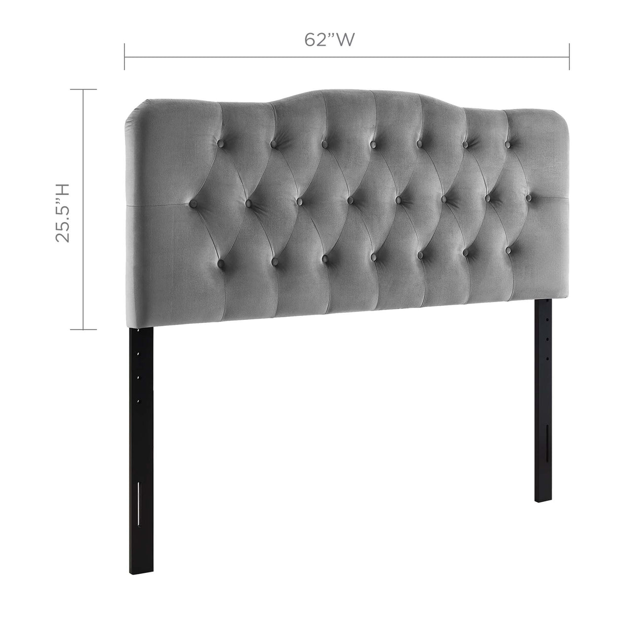 Serelle Velvet Queen Headboard, Gray