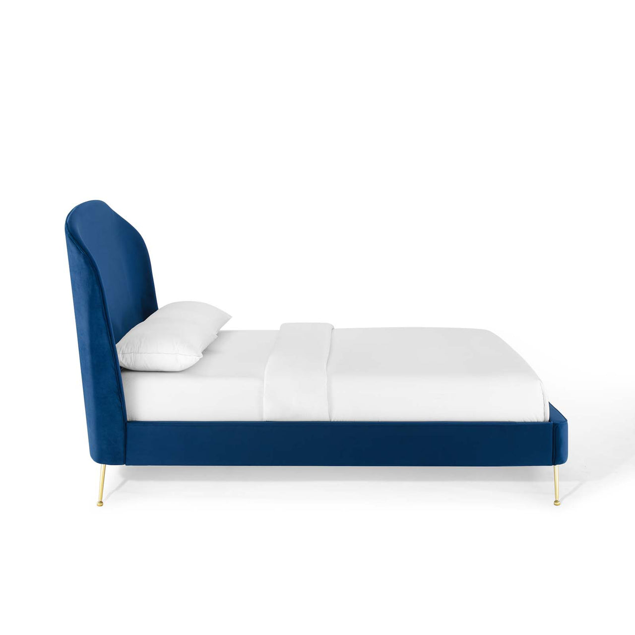 Cyravelle Velvet Queen Platform Bed, Navy