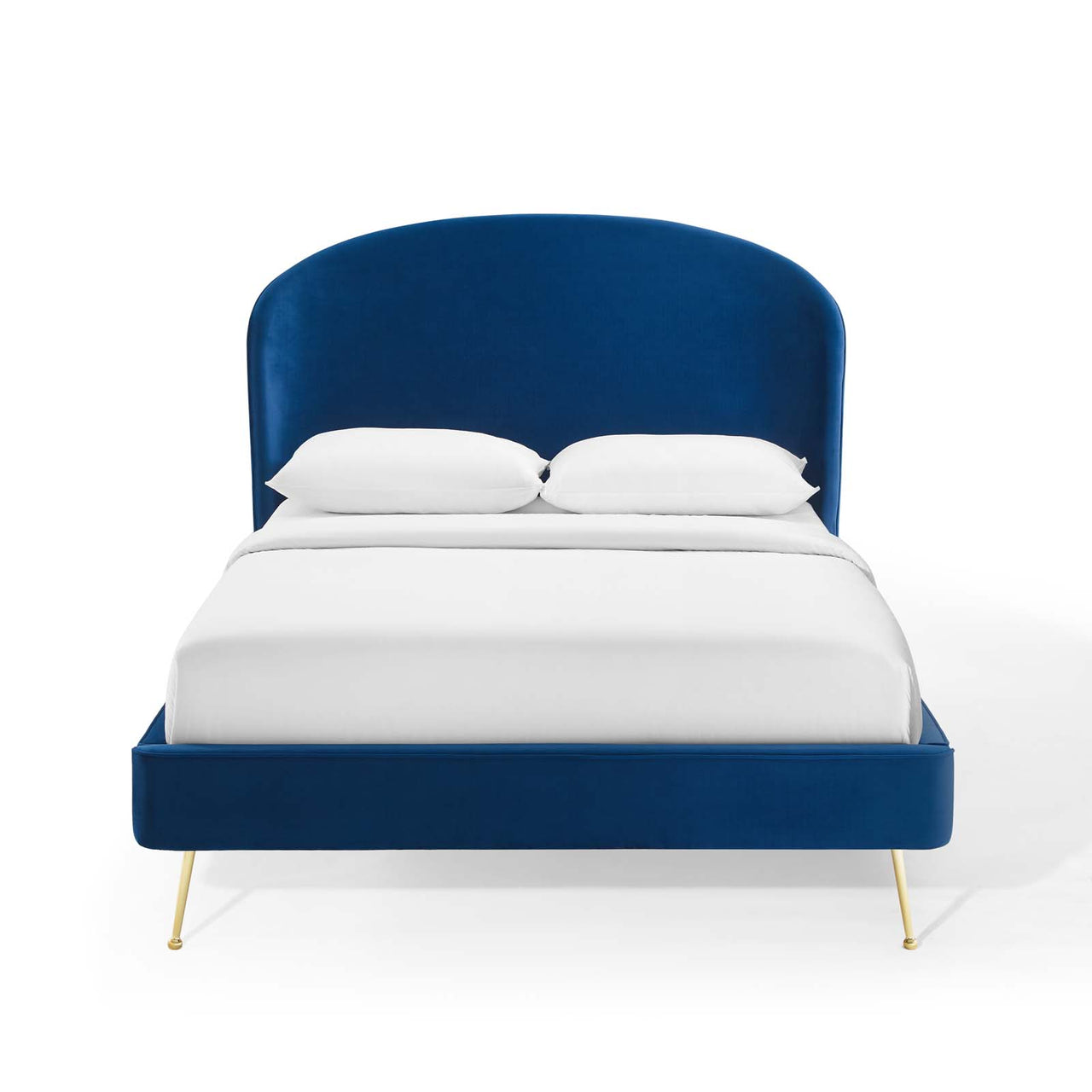 Cyravelle Velvet Queen Platform Bed, Navy