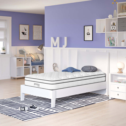 8" Hybrid Twin Mattress, JENH8, White
