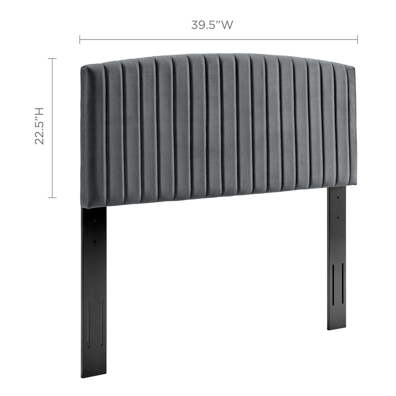 Parallem Upholstered Velvet Twin Headboard, Charcoal