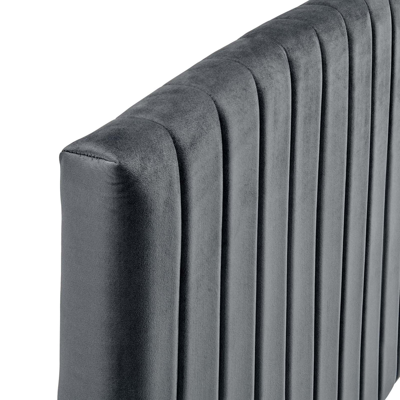 Parallem Upholstered Velvet Twin Headboard, Charcoal