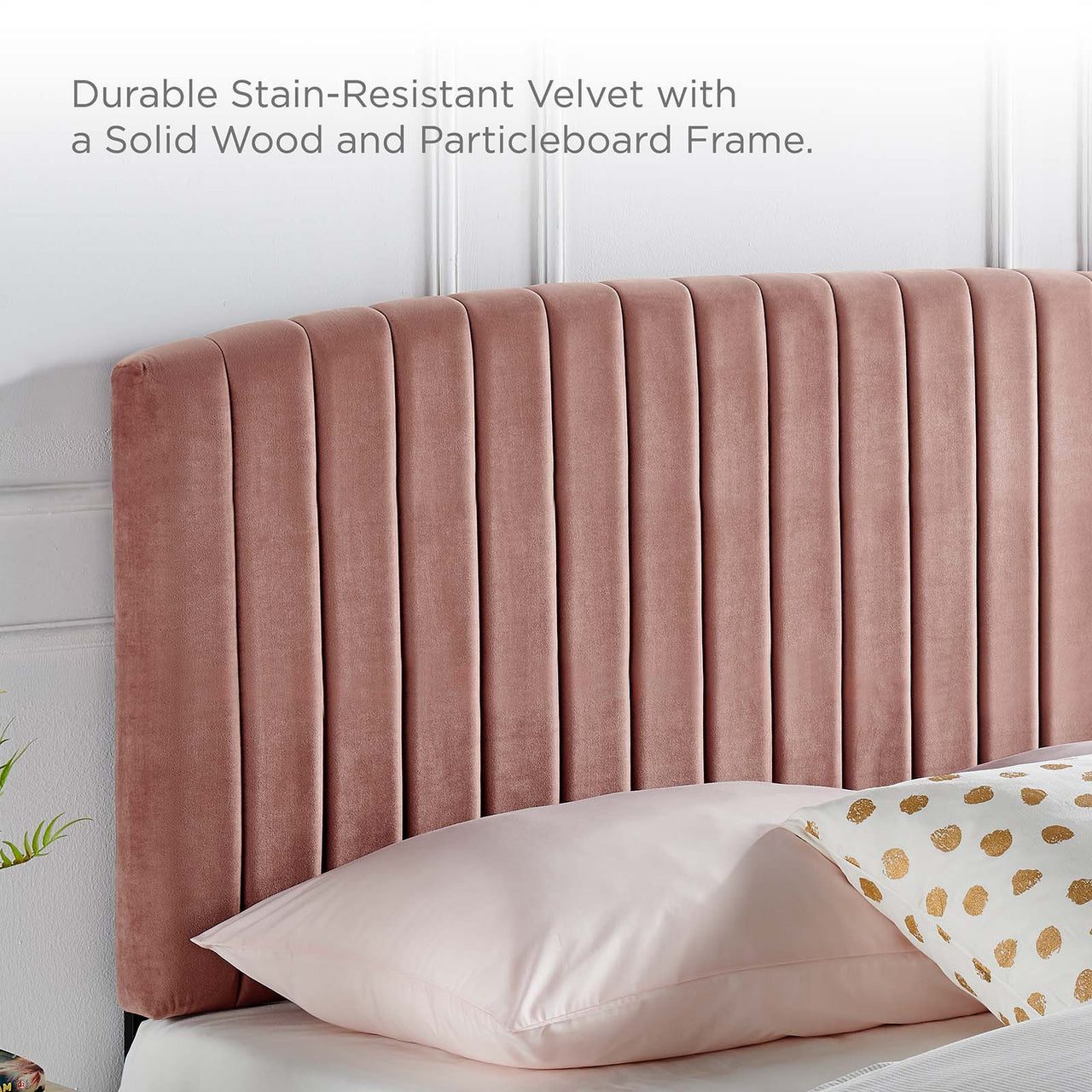 Parallem Upholstered Velvet Full | Queen Headboard, Dusty Rose