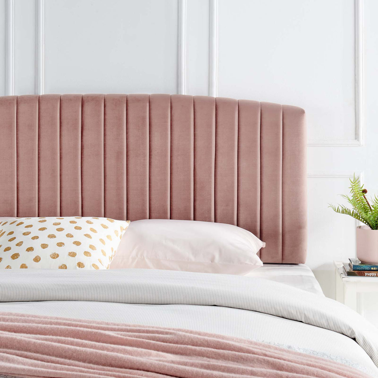 Parallem Upholstered Velvet Full | Queen Headboard, Dusty Rose