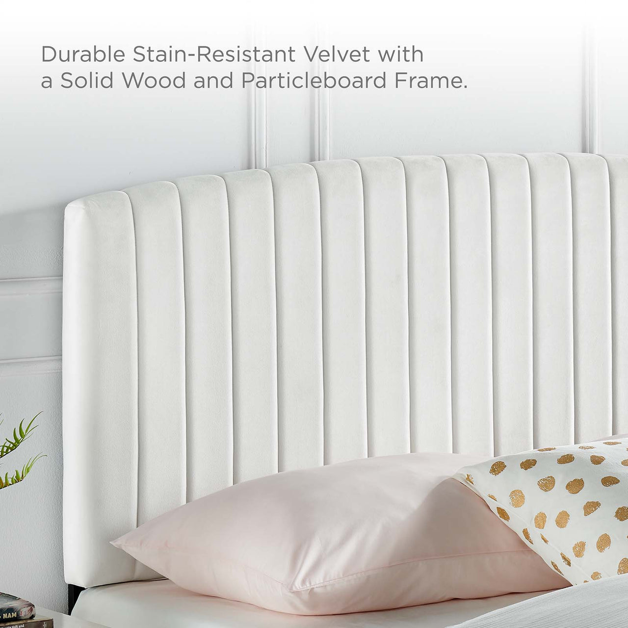 Parallem Upholstered Velvet Full | Queen Headboard, White