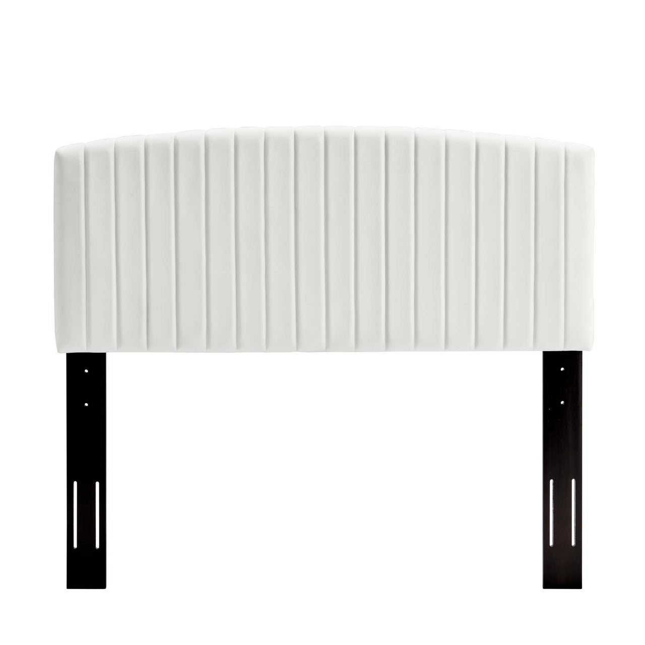 Lass Upholstered Velvet Queen Platform Bed, White & Black
