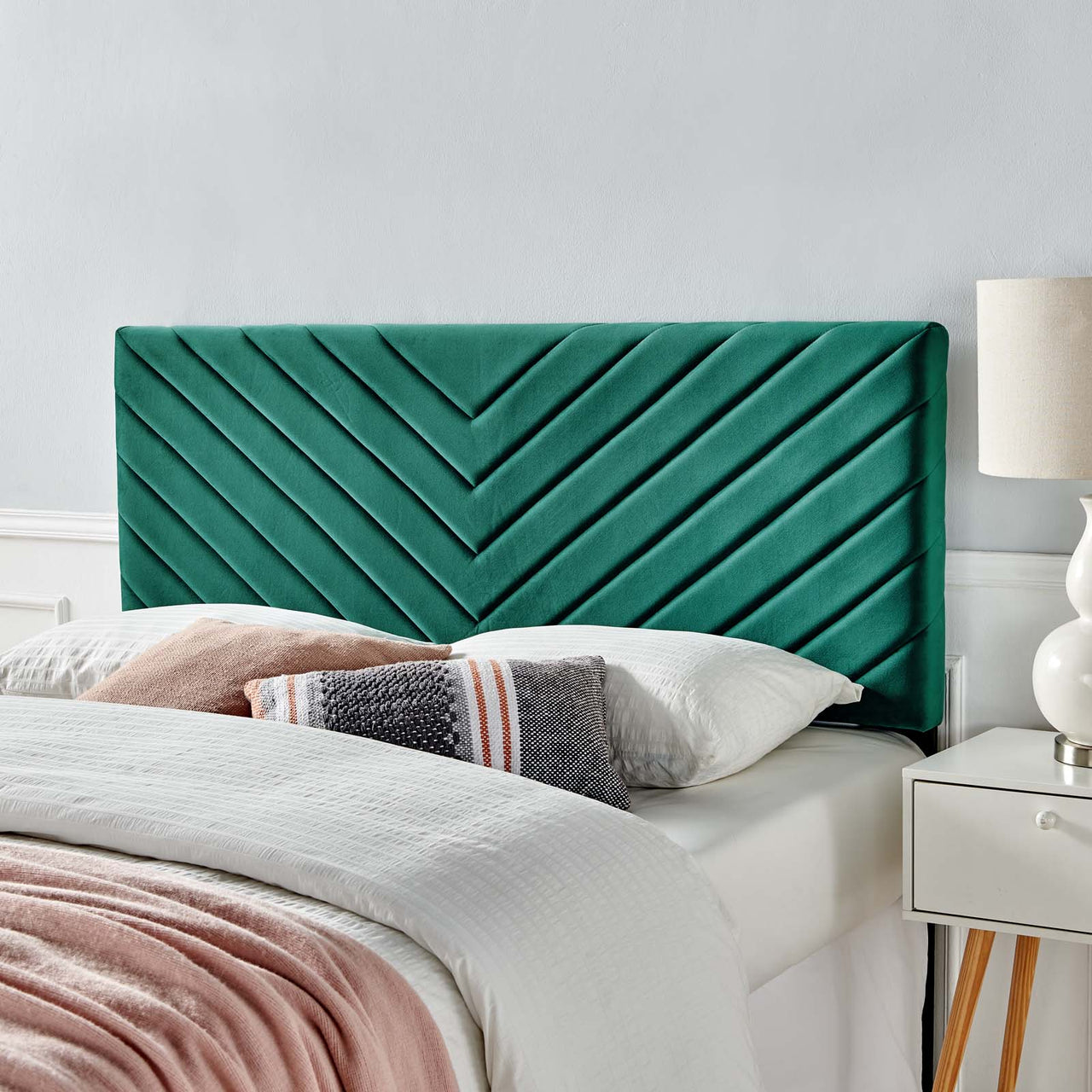 Valley Velvet Twin Headboard, Teal