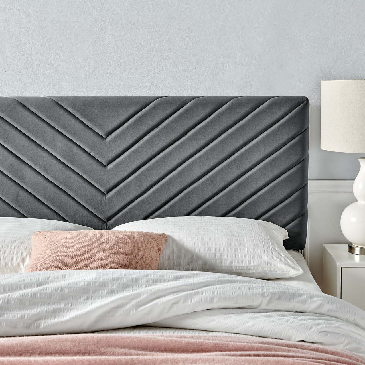 Valley Velvet Full | Queen Headboard, Charcoal