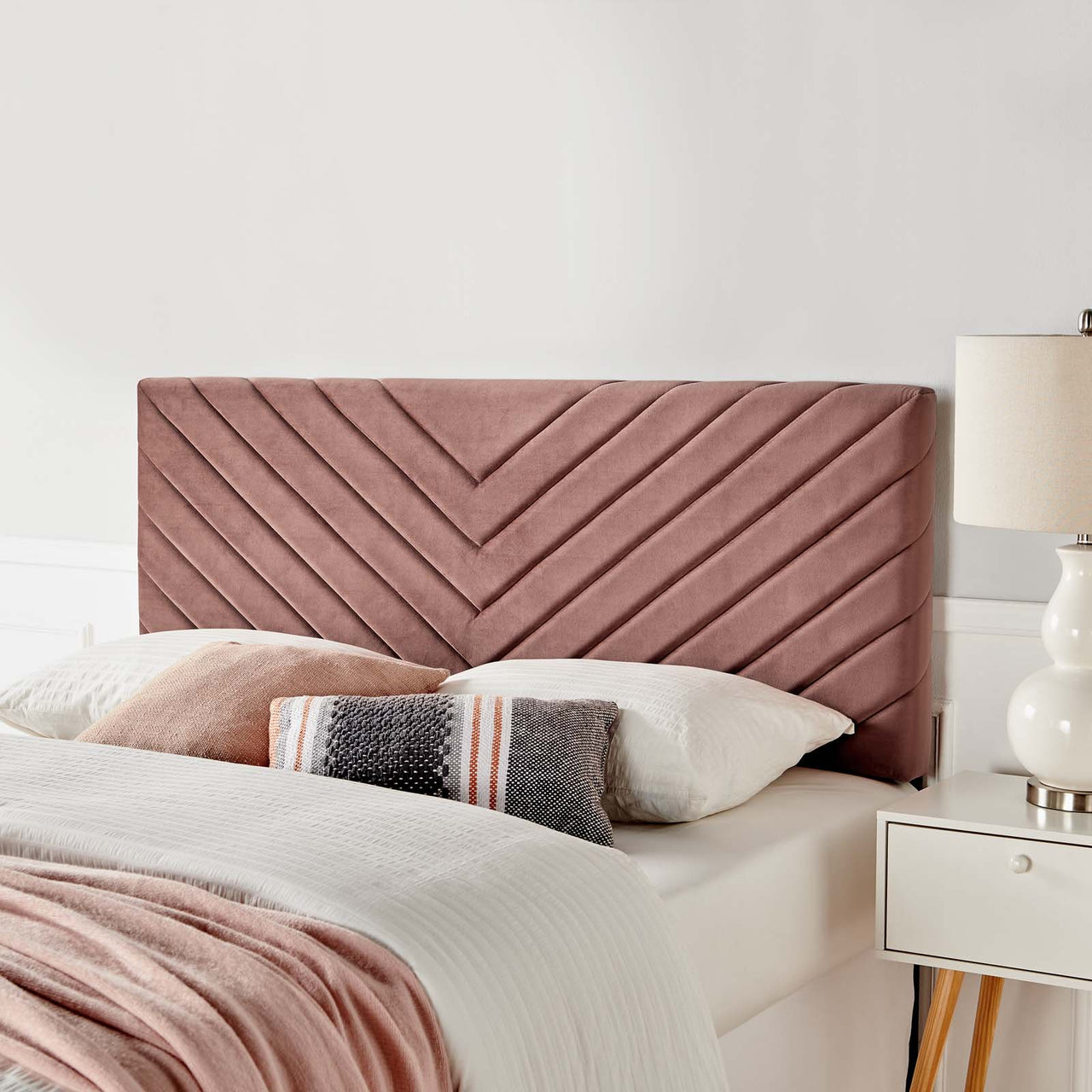 Valley Velvet Full | Queen Headboard, Dusty Rose