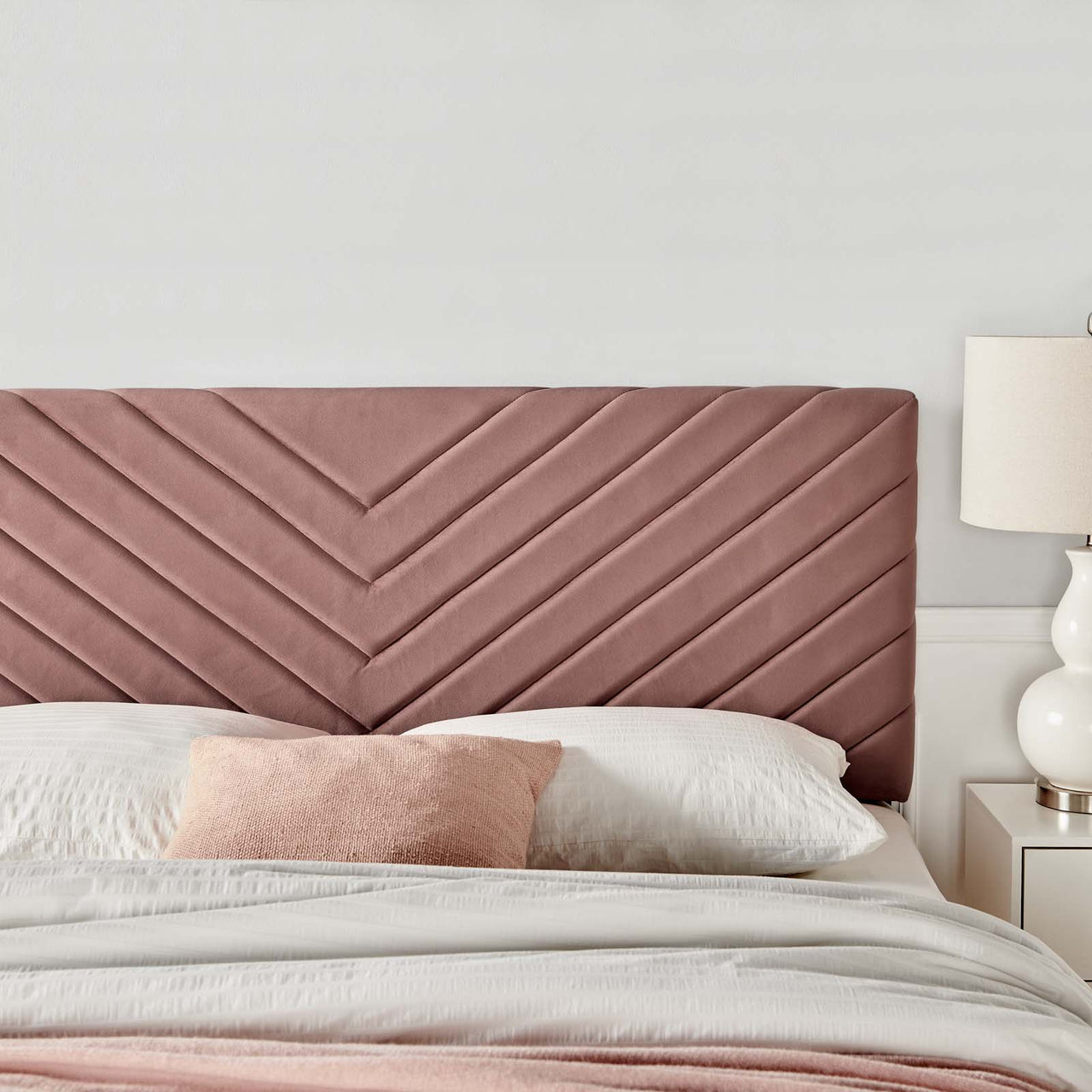 Valley Velvet Full | Queen Headboard, Dusty Rose