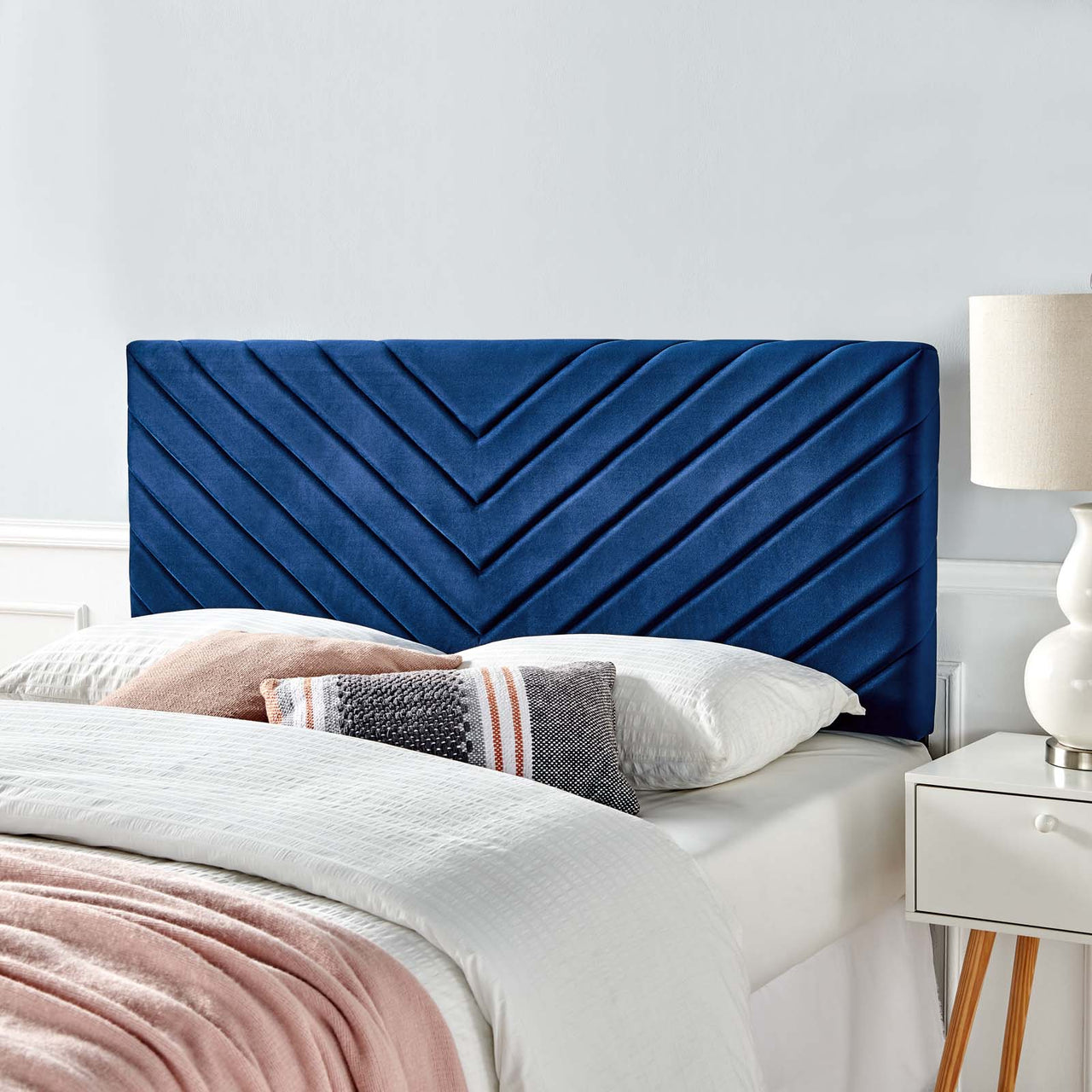 Valley Velvet Full | Queen Headboard, Navy