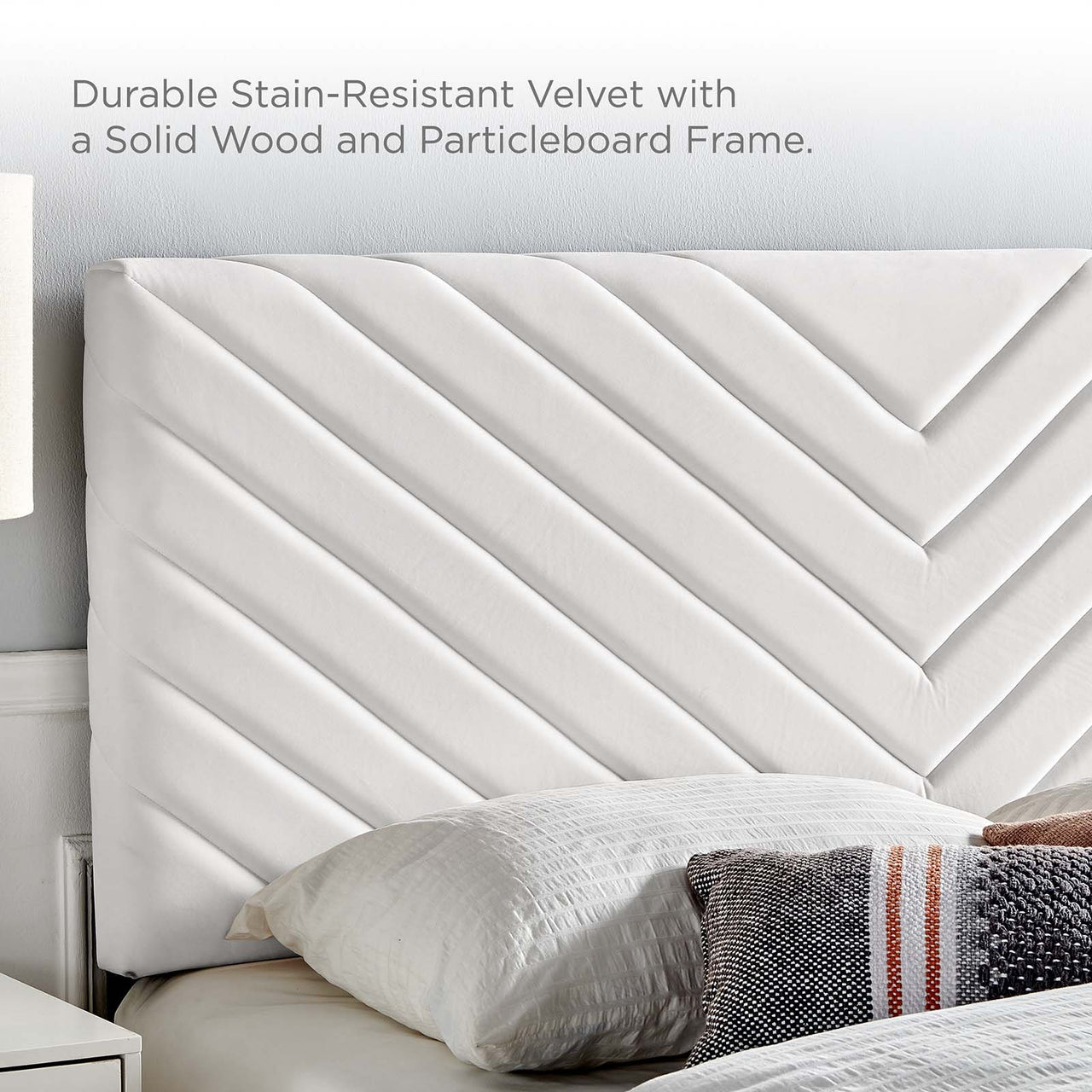 Valley Velvet Full | Queen Headboard, White
