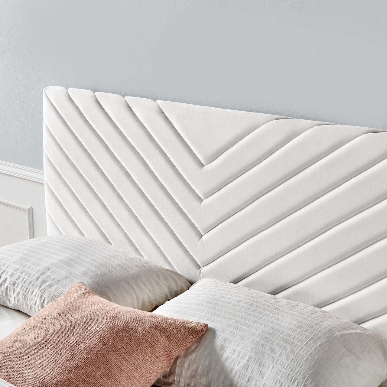 Valley Velvet Full | Queen Headboard, White