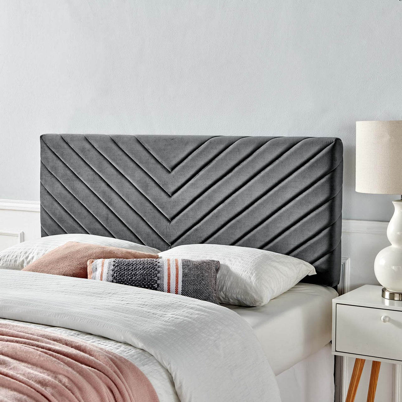 Valley Velvet King | California King Headboard, Charcoal