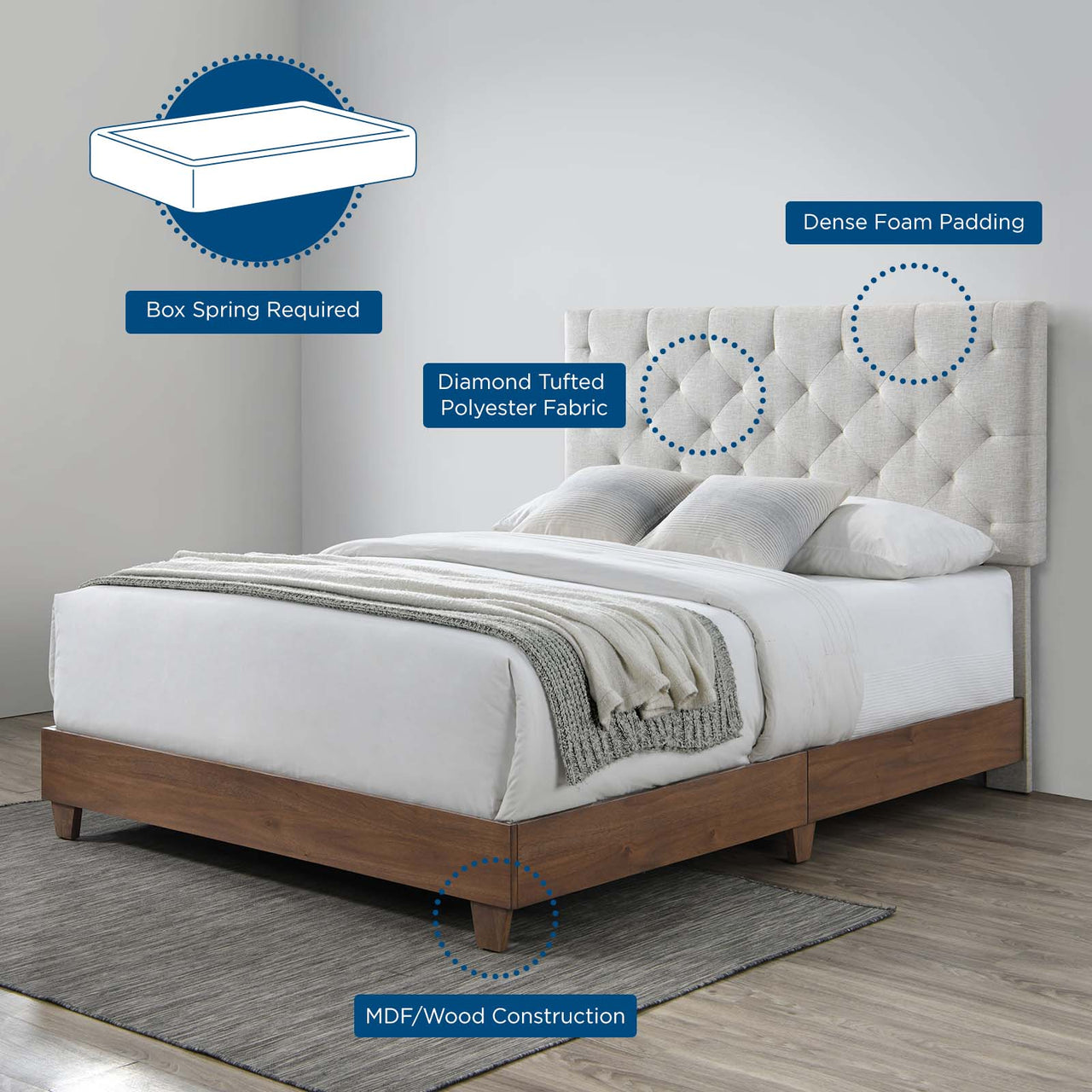 Barrier Fabric Queen Bed, Brown & Beige