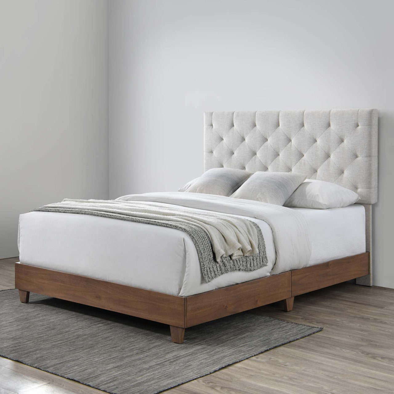 Barrier Fabric Queen Bed, Brown & Beige