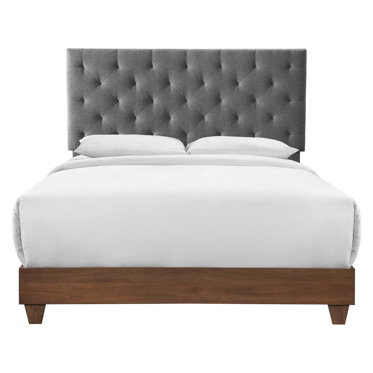 Barrier Fabric Queen Bed, Brown & Gray
