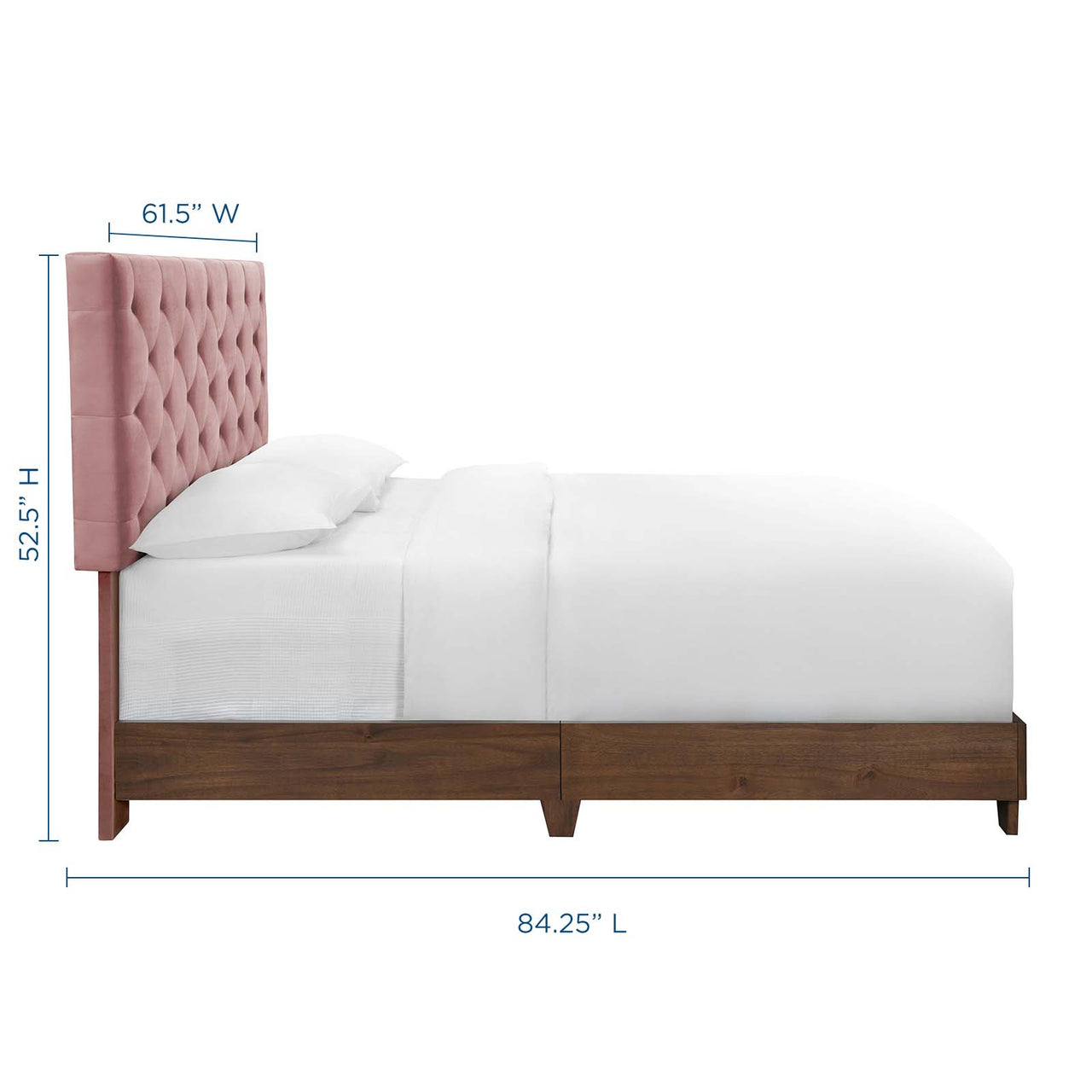 Barrier Velvet Queen Bed, Brown & Dusty Rose