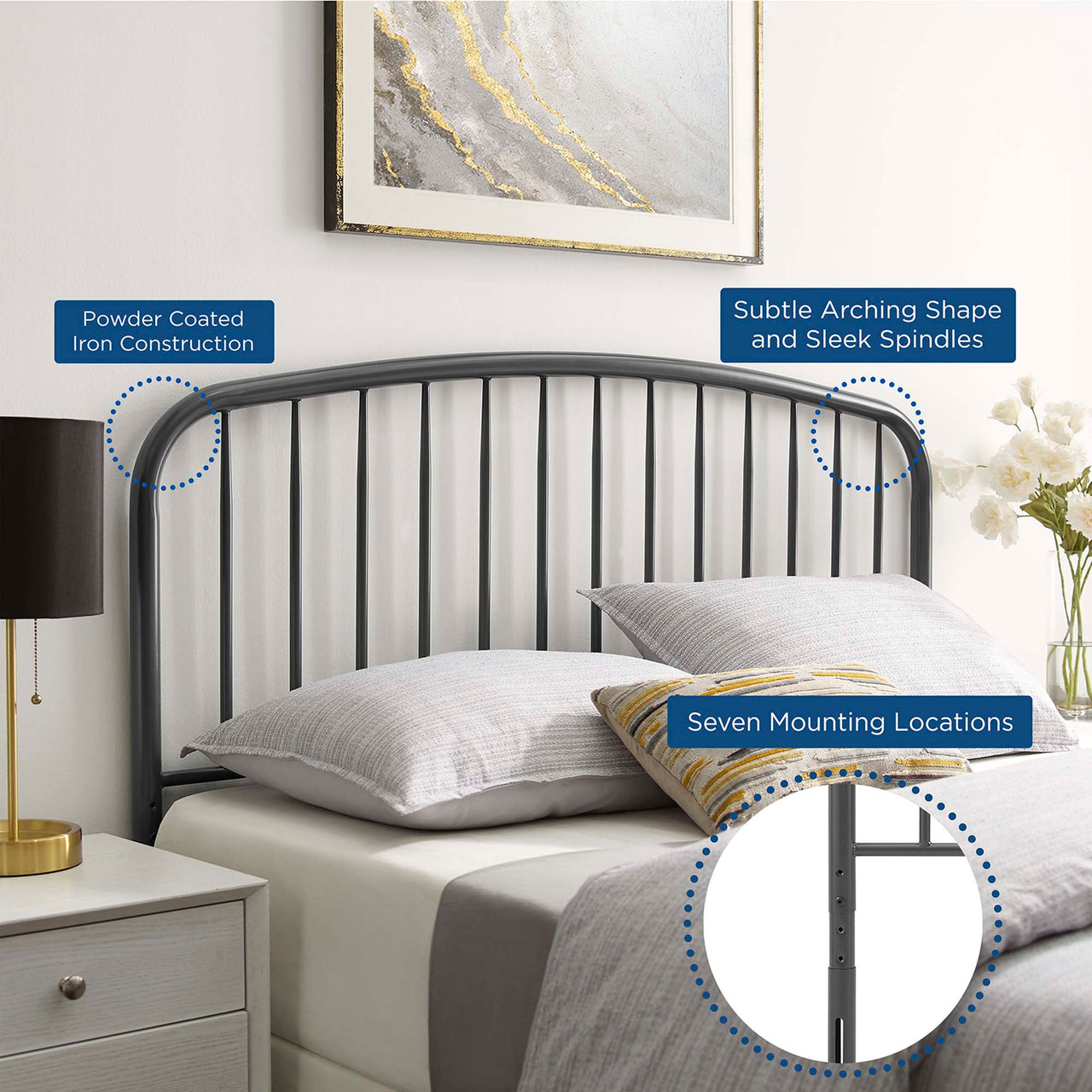 Conductor Queen Headboard, Gray