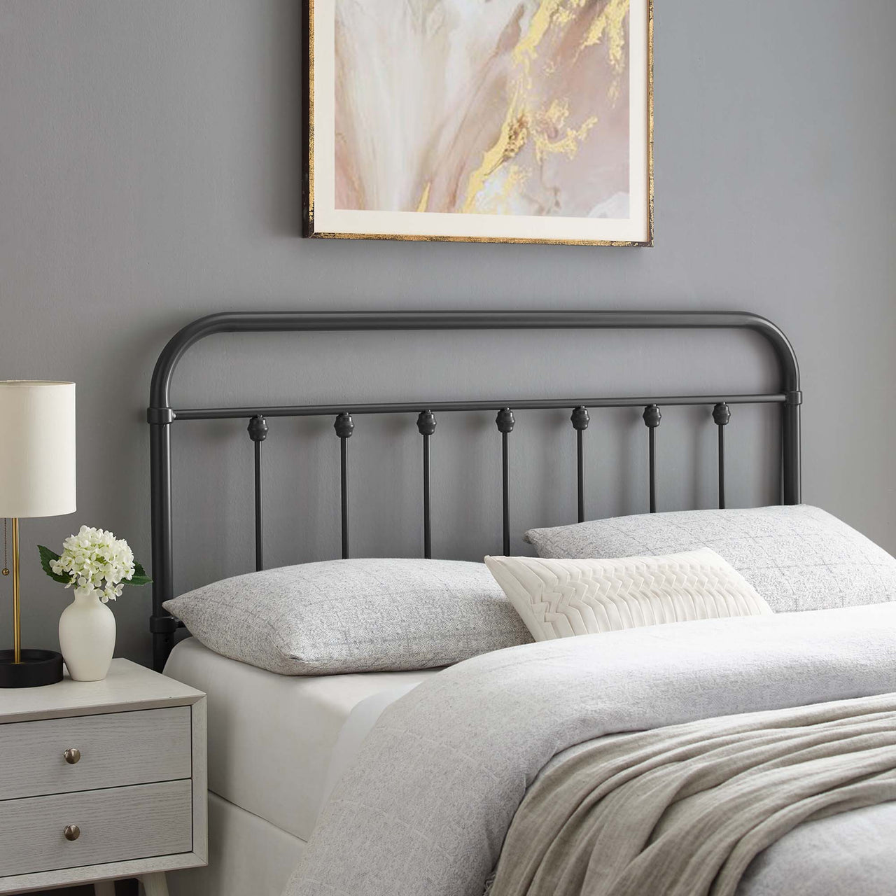 Chiron Rod Queen Headboard, Gray