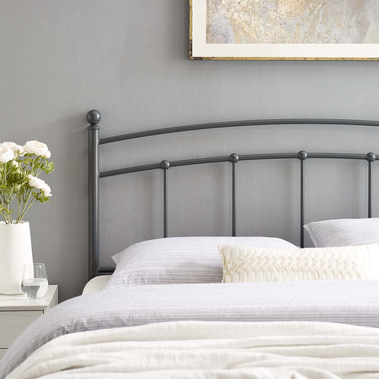 Abby Metal Full Headboard, Gray