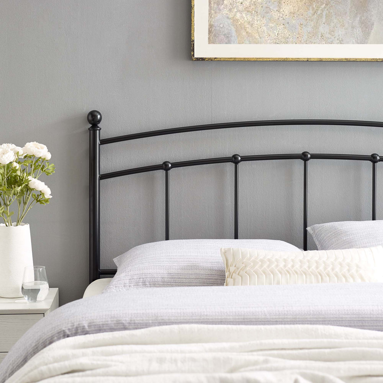 Abby Metal King Headboard, Black