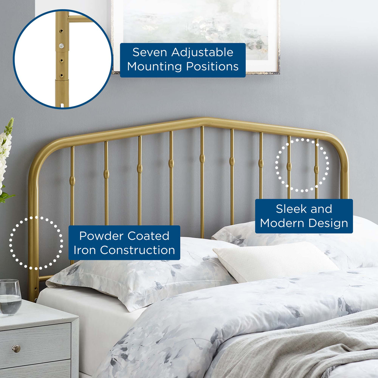 Pylon Twin Headboard, Gold