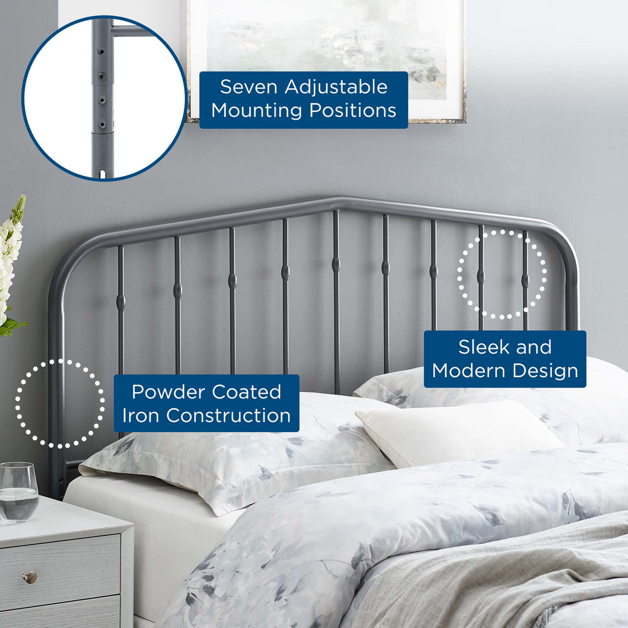 Pylon Queen Headboard, Gray