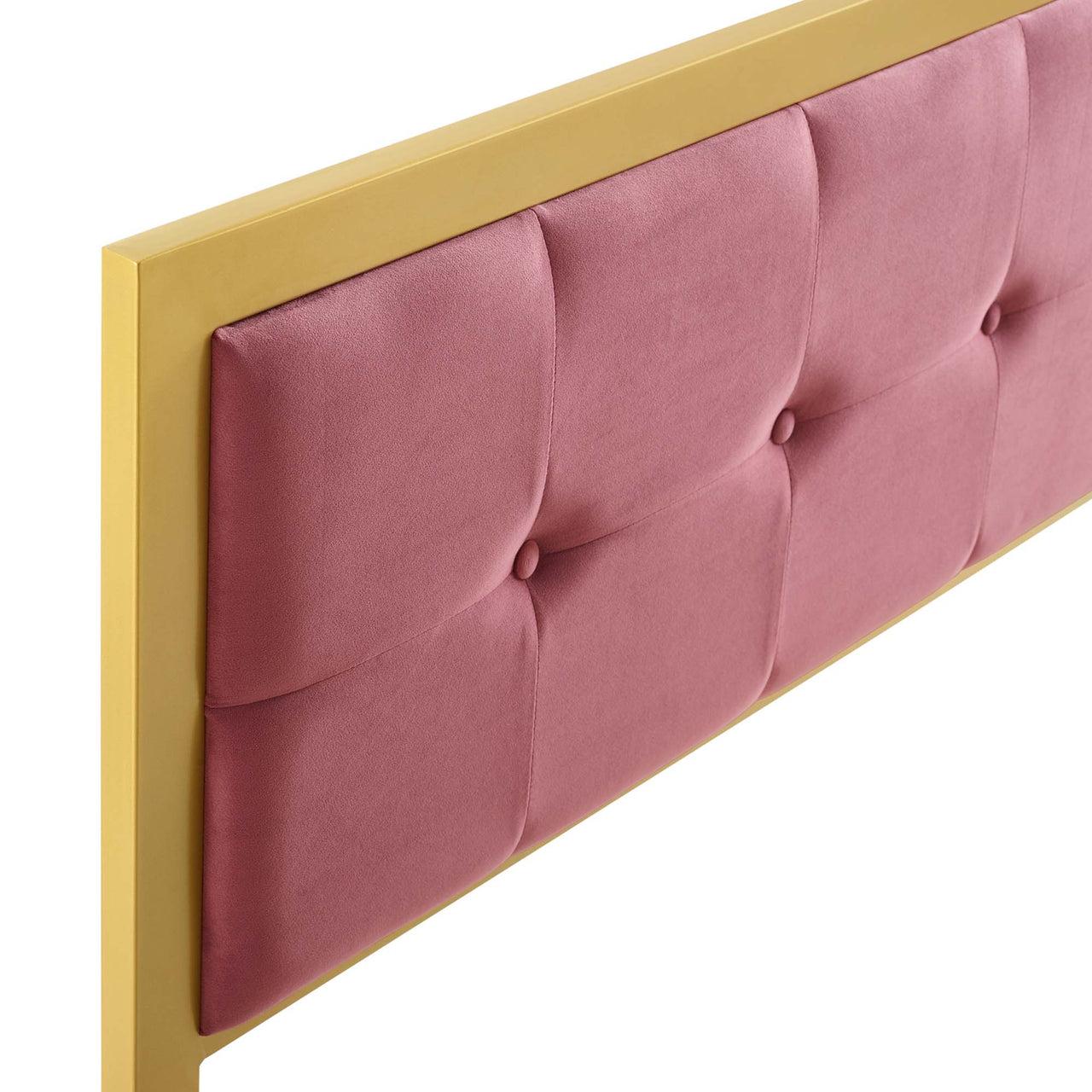 Telecom Upholstered Velvet Twin Headboard, Gold & Dusty Rose