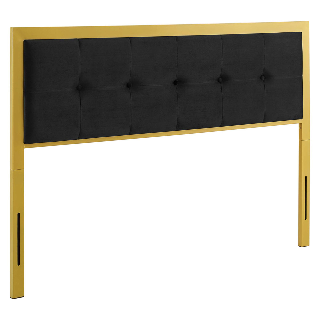 Telecom Upholstered Velvet Full Headboard, Gold & Black