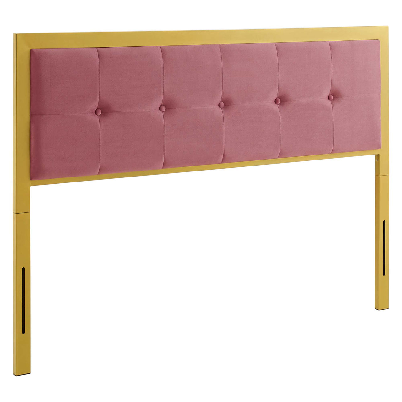 Telecom Upholstered Velvet King Headboard, Gold & Dusty Rose