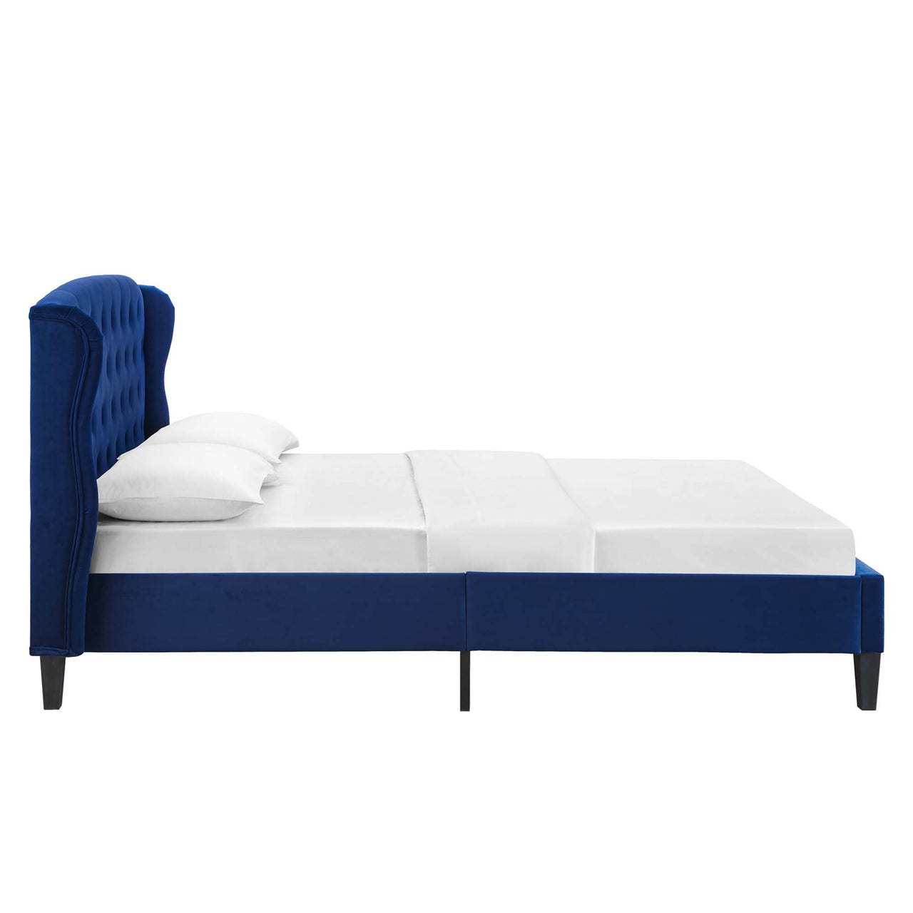 Marquess Velvet Queen Platform Bed, Navy