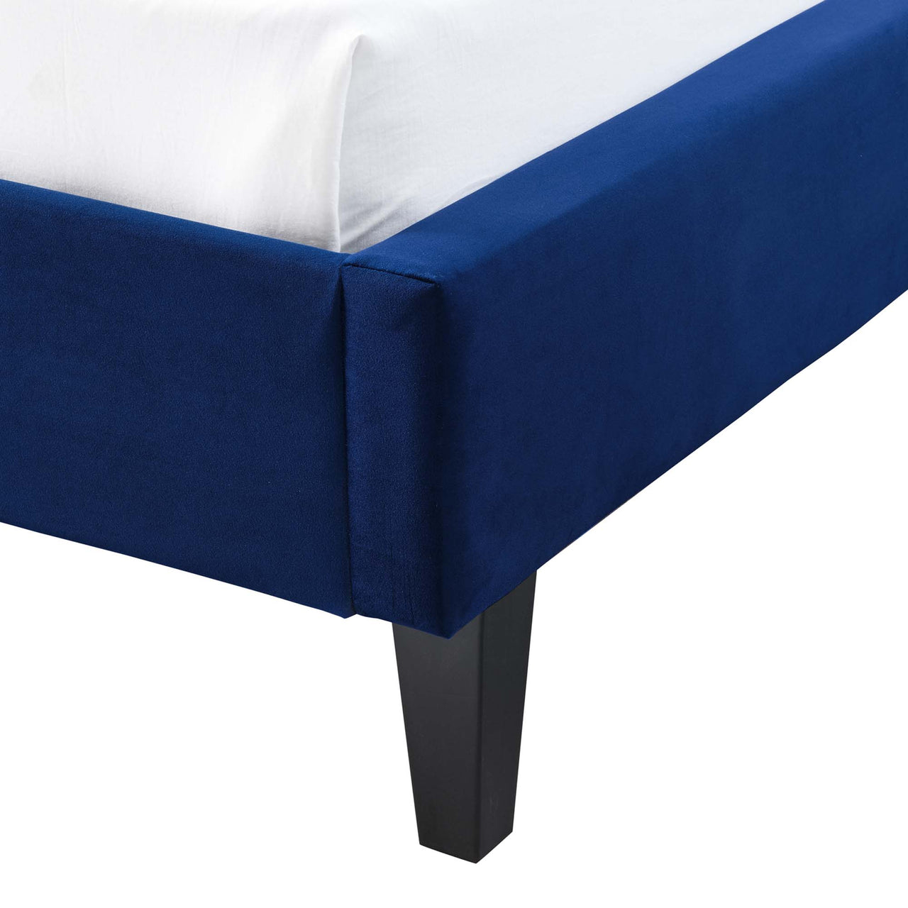 Marquess Velvet Queen Platform Bed, Navy