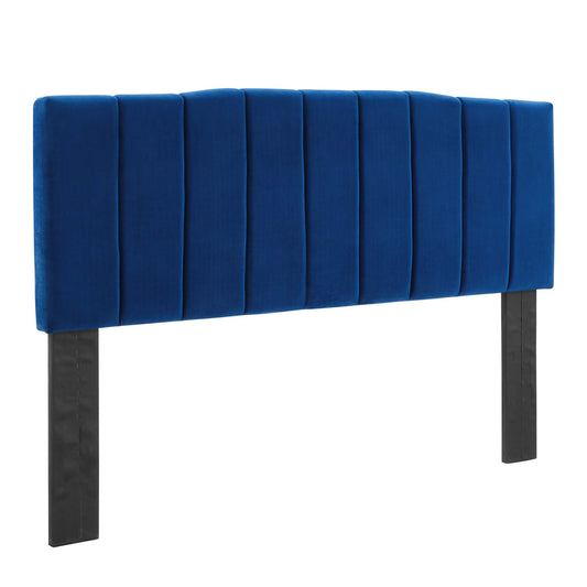 Calira Upholstered Velvet King | California King Headboard, Navy