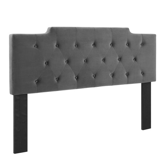 Delora Upholstered Velvet Twin Headboard, Charcoal