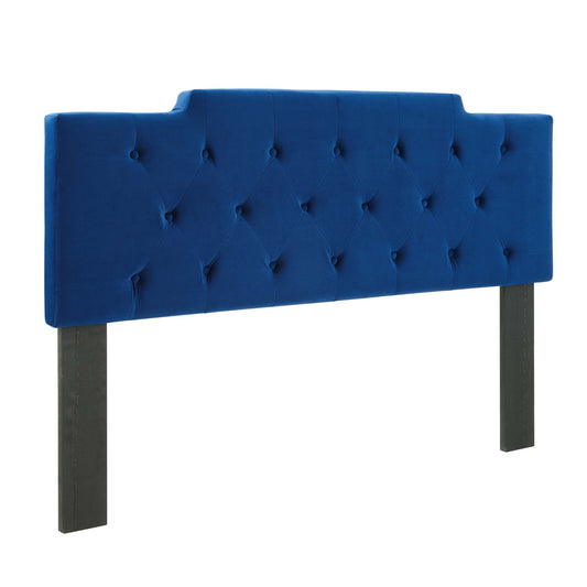 Delora Upholstered Velvet Twin Headboard, Navy