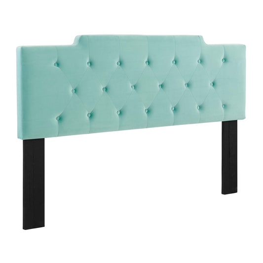 Delora Upholstered Velvet King | California King Headboard, Mint