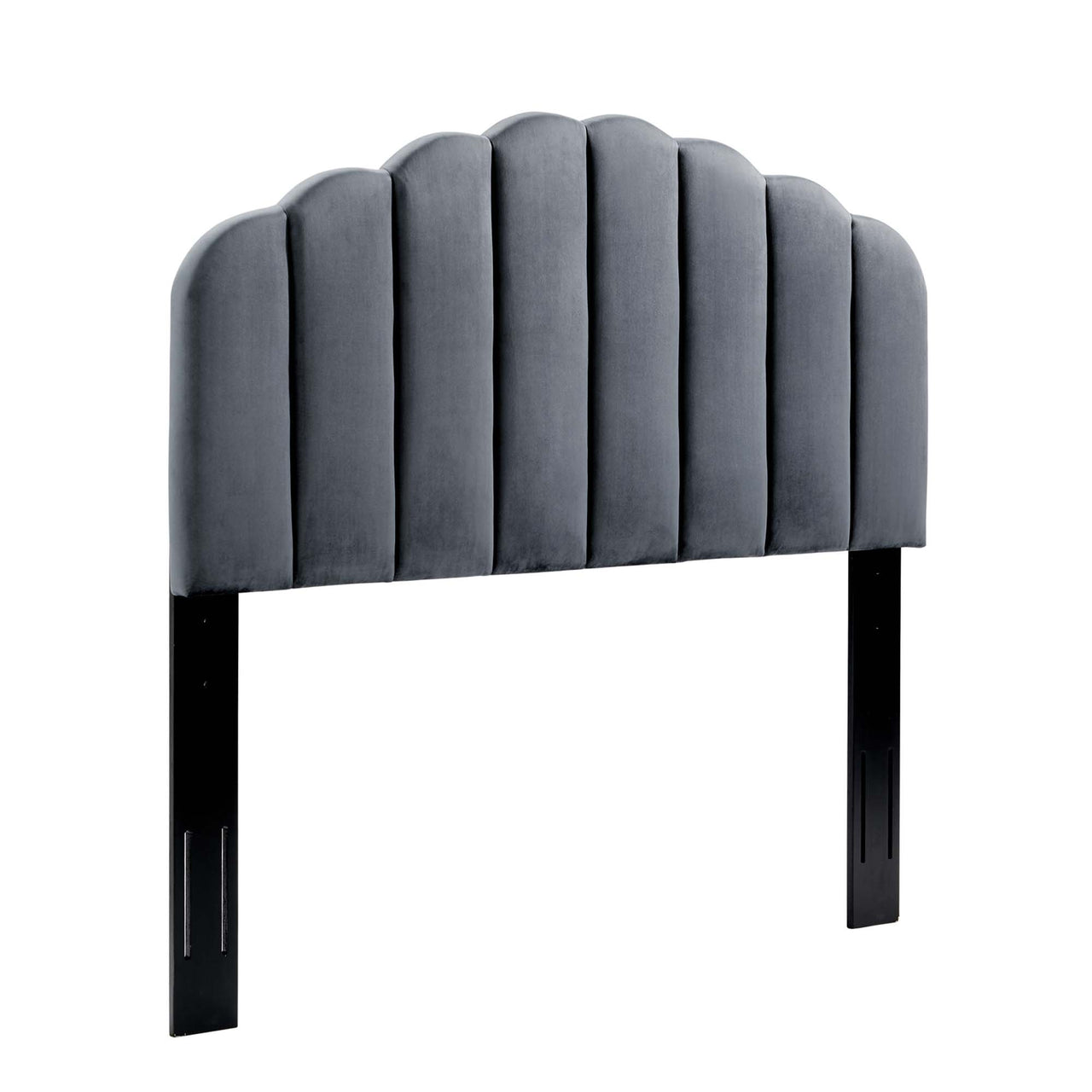 Mermaid Velvet Twin Headboard, Charcoal
