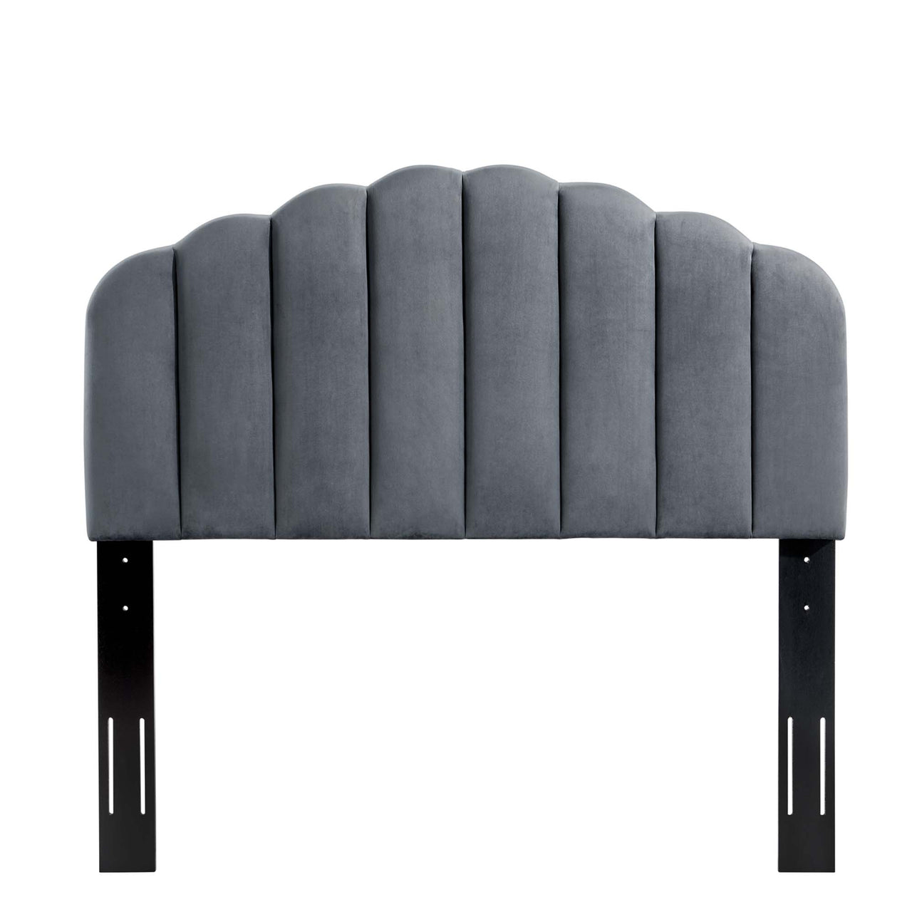Mermaid Velvet Twin Headboard, Charcoal